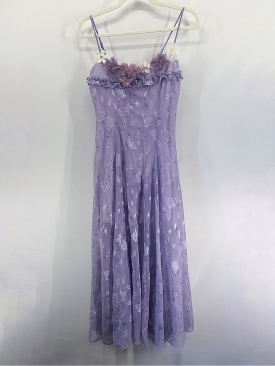 Dresses & Skirts - Lavender 3D Floral Appliqué Burnout Midi Dress Fairycore Coquette Small